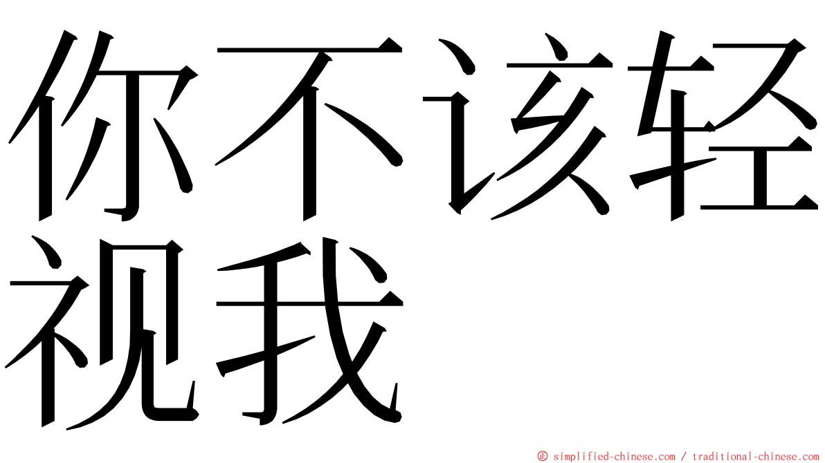 你不该轻视我　 ming font